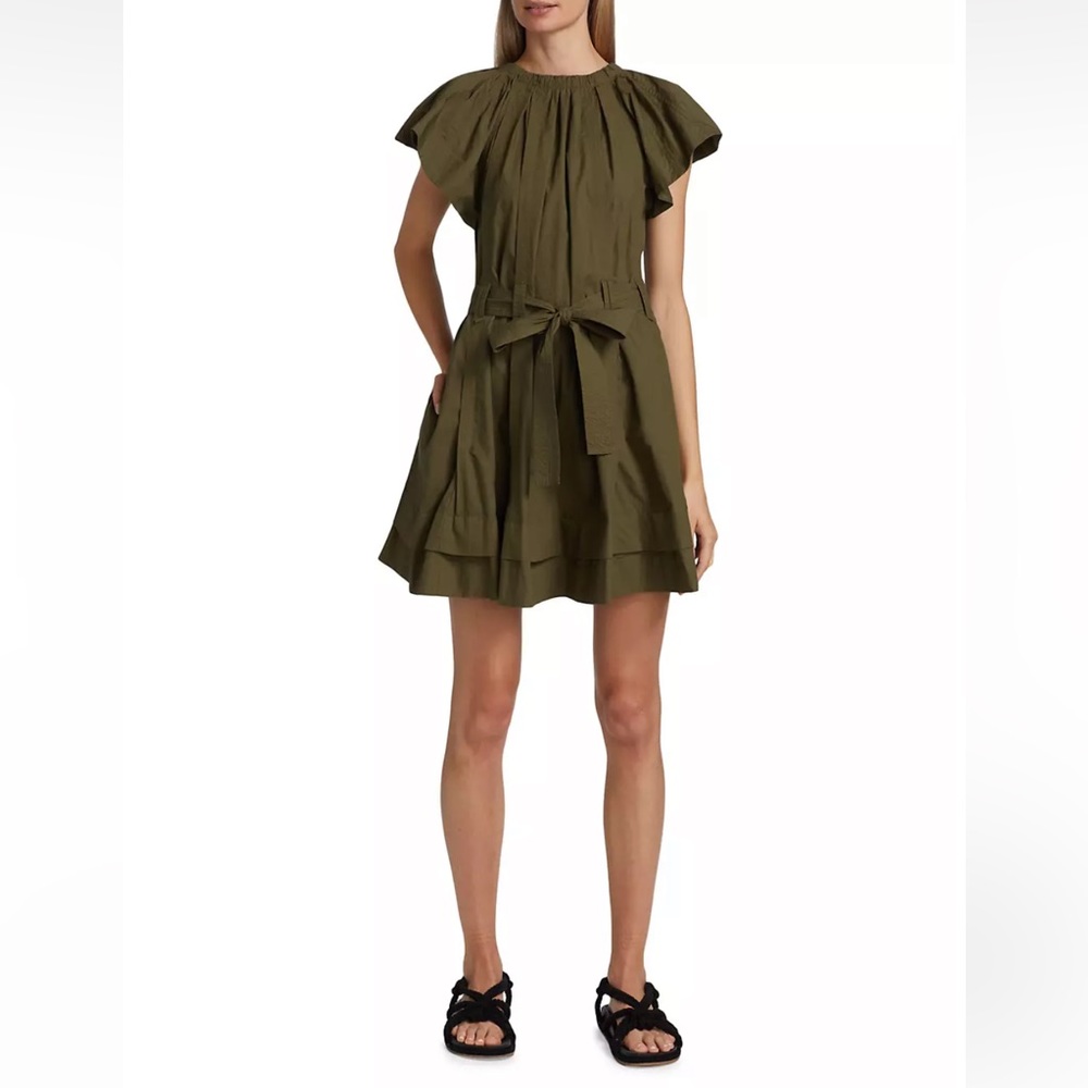 Ulla Johnson Mae Poplin Minidress in Beech (Olive) Size 00 - worn once